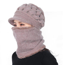 Load image into Gallery viewer, New Winter Balaclava Beanies Mother Hat Women Warm Thick Skellies Riding Outdoor Hats Gorgas Stripes Beanie Cap Mask Scarf Hat Set Outdoor Sport Warm Beanies Hat For Men Knitted Hats Bandana Hiking Camping Kid Neck Warmer Cap