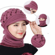 Load image into Gallery viewer, New Winter Balaclava Beanies Mother Hat Women Warm Thick Skellies Riding Outdoor Hats Gorgas Stripes Beanie Cap Mask Scarf Hat Set Outdoor Sport Warm Beanies Hat For Men Knitted Hats Bandana Hiking Camping Kid Neck Warmer Cap