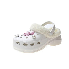 Load image into Gallery viewer, New Winter Crystal Shallow Home Cotton Shoes Flats Flip Flops Women Casual Warm Hollow Short Plush Slippers Unisex Garden Clogs Shoes Classic Lined Clog Warm And Fuzzy Slippers Indoor Soft Comfortable Clogs