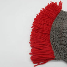 Load image into Gallery viewer, New Winter Handmade Funny Hats Cool Red Tassel Roman Knight Helmet Mask Beanies Cosplay Caps Men Women Gag Party Gifts Men's Handmade Beanie Knit Funny Hat Cosplay Roman Knight Helmet Cap Wig Beard Hats Handmade Knit Warm Winter Caps Ski Funny Mask Beanie