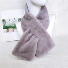 Load image into Gallery viewer, New Winter Solid Color Warm Thicken Soft Collar Scarf Faux Rabbit Fur Neckerchief Plush Warm Hot Scarfs Cross Collar Scarf Shawl Solid With Pearl Elegant For Women