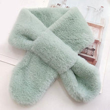 Load image into Gallery viewer, New Winter Solid Color Warm Thicken Soft Collar Scarf Faux Rabbit Fur Neckerchief Plush Warm Hot Scarfs Cross Collar Scarf Shawl Solid With Pearl Elegant For Women