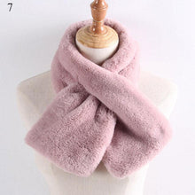Load image into Gallery viewer, New Winter Solid Color Warm Thicken Soft Collar Scarf Faux Rabbit Fur Neckerchief Plush Warm Hot Scarfs Cross Collar Scarf Shawl Solid With Pearl Elegant For Women