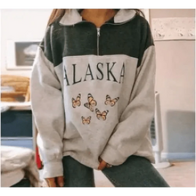 Load image into Gallery viewer, New Winter Women Sweatshirts Vintage Streetwear Letter Printed Hoodies Women Loose Sweatshirt Plus Fleece Keep Warm Men's Letters Embroidered Sleeve Quarter Fleece Vintage Pullover Sweatshirt
