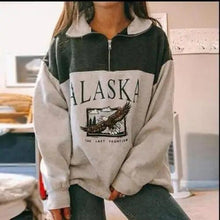 Load image into Gallery viewer, New Winter Women Sweatshirts Vintage Streetwear Letter Printed Hoodies Women Loose Sweatshirt Plus Fleece Keep Warm Men's Letters Embroidered Sleeve Quarter Fleece Vintage Pullover Sweatshirt