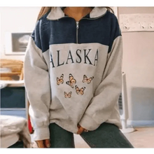 Load image into Gallery viewer, New Winter Women Sweatshirts Vintage Streetwear Letter Printed Hoodies Women Loose Sweatshirt Plus Fleece Keep Warm Men's Letters Embroidered Sleeve Quarter Fleece Vintage Pullover Sweatshirt