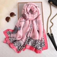 Load image into Gallery viewer, New Women Autumn Winter Fashion Silk Scarf Shawl Beach Headband Female Casual Wear Beach Friendly Spring Silk Scarf Flower Print Silk Scarves Shawls and Wraps Long Size Beach Stoles