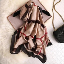 Load image into Gallery viewer, New Women Autumn Winter Fashion Silk Scarf Shawl Beach Headband Female Casual Wear Beach Friendly Spring Silk Scarf Flower Print Silk Scarves Shawls and Wraps Long Size Beach Stoles