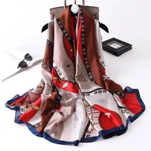 Load image into Gallery viewer, New Women Autumn Winter Fashion Silk Scarf Shawl Beach Headband Female Casual Wear Beach Friendly Spring Silk Scarf Flower Print Silk Scarves Shawls and Wraps Long Size Beach Stoles
