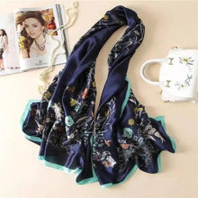 Load image into Gallery viewer, New Women Autumn Winter Fashion Silk Scarf Shawl Beach Headband Female Casual Wear Beach Friendly Spring Silk Scarf Flower Print Silk Scarves Shawls and Wraps Long Size Beach Stoles