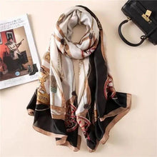 Load image into Gallery viewer, New Women Autumn Winter Fashion Silk Scarf Shawl Beach Headband Female Casual Wear Beach Friendly Spring Silk Scarf Flower Print Silk Scarves Shawls and Wraps Long Size Beach Stoles