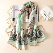 Load image into Gallery viewer, New Women Autumn Winter Fashion Silk Scarf Shawl Beach Headband Female Casual Wear Beach Friendly Spring Silk Scarf Flower Print Silk Scarves Shawls and Wraps Long Size Beach Stoles