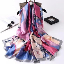Load image into Gallery viewer, New Women Autumn Winter Fashion Silk Scarf Shawl Beach Headband Female Casual Wear Beach Friendly Spring Silk Scarf Flower Print Silk Scarves Shawls and Wraps Long Size Beach Stoles