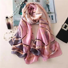 Load image into Gallery viewer, New Women Autumn Winter Fashion Silk Scarf Shawl Beach Headband Female Casual Wear Beach Friendly Spring Silk Scarf Flower Print Silk Scarves Shawls and Wraps Long Size Beach Stoles