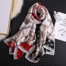 Load image into Gallery viewer, New Women Autumn Winter Fashion Silk Scarf Shawl Beach Headband Female Casual Wear Beach Friendly Spring Silk Scarf Flower Print Silk Scarves Shawls and Wraps Long Size Beach Stoles