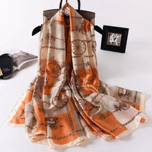 Load image into Gallery viewer, New Women Autumn Winter Fashion Silk Scarf Shawl Beach Headband Female Casual Wear Beach Friendly Spring Silk Scarf Flower Print Silk Scarves Shawls and Wraps Long Size Beach Stoles
