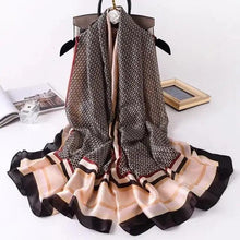 Load image into Gallery viewer, New Women Autumn Winter Fashion Silk Scarf Shawl Beach Headband Female Casual Wear Beach Friendly Spring Silk Scarf Flower Print Silk Scarves Shawls and Wraps Long Size Beach Stoles