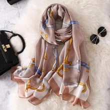 Load image into Gallery viewer, New Women Autumn Winter Fashion Silk Scarf Shawl Beach Headband Female Casual Wear Beach Friendly Spring Silk Scarf Flower Print Silk Scarves Shawls and Wraps Long Size Beach Stoles