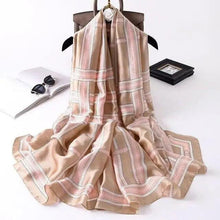 Load image into Gallery viewer, New Women Autumn Winter Fashion Silk Scarf Shawl Beach Headband Female Casual Wear Beach Friendly Spring Silk Scarf Flower Print Silk Scarves Shawls and Wraps Long Size Beach Stoles