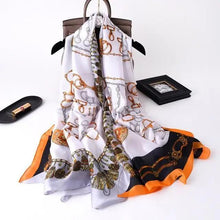 Load image into Gallery viewer, New Women Autumn Winter Fashion Silk Scarf Shawl Beach Headband Female Casual Wear Beach Friendly Spring Silk Scarf Flower Print Silk Scarves Shawls and Wraps Long Size Beach Stoles