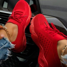 Load image into Gallery viewer, New Women Casual Shoes Sport Sneakers Lace Up Running Woman Red Platform Sneaker Vulcanized Mesh Trainers Running Lightweight Mesh Sneaker Fashion Athletic Walking Shoes For Workout