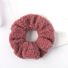 Load image into Gallery viewer, New Women Cute Teddy Velvet Scrunchies Elastic Hair Band Faux Fur Hair Rope Girl's Hair Tie Accessories Ponytail Holder Accessories for Women And Girls