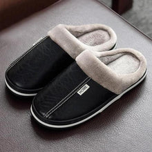 Load image into Gallery viewer, New Women Men Winter House Slippers PU Leather Cute Plush Slip On Fluffy Warm Casual Shoes House Slippers Memory Foam Comfy Fuzzy Soft Slip On Indoor Slippers For Men