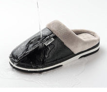 Load image into Gallery viewer, New Women Men Winter House Slippers PU Leather Cute Plush Slip On Fluffy Warm Casual Shoes House Slippers Memory Foam Comfy Fuzzy Soft Slip On Indoor Slippers For Men