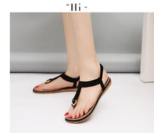 Load image into Gallery viewer, New Women Sandals Flat Heel Summer Casual Flip Flops Single Ladies Shoes Woman Soft Sole Slippers Summer Casual Flat Ankle T-Strap Thong Elastic Comfortable Flip Flops Beach Shoes Sandal