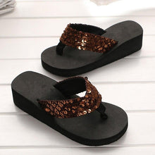 Load image into Gallery viewer, New Women Solid Slides Sandals Thickness Sequin Shoes Slippers Beach Shoes House Non-Slip Slippers Thick Sequin Sandals For Indoor Outdoor Breathable Shoes