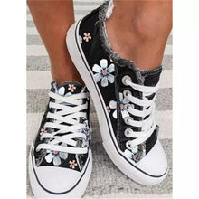 Load image into Gallery viewer, New Womens Comfortable Canvas Flats Flower Summer Fashion Lace-up Sneakers Casual Fashion Round Toe Vulcanized Shoes Women Casual Sneakers
