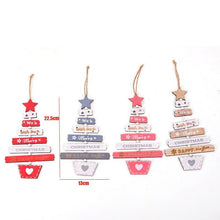 Load image into Gallery viewer, New Year Christmas Tree Bell Pendant Christmas Wooden Hanging Ornaments Letter Pendant Wooden Tree Decorations Star Bird Bow-Knot Letter Bells Design Wooden Hanging Decor For Christmas Tree Wind Wooden Hanging Gift Home Festival Decoration Accessories