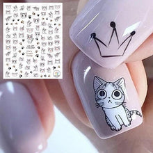 Load image into Gallery viewer, Newest Cats 3D Nail Art Sticker Decal Template Nail Tool Decorations Cute Nail Stickers for Kids and Little Girls Sheets Self Adhesive Nail Art Stickers 3D Animal Nail Decals Nail Art Decoration Set Including Cat Dog Strawberry Bear Chick Bunny Pat