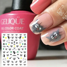 Load image into Gallery viewer, Newest Cats 3D Nail Art Sticker Decal Template Nail Tool Decorations Cute Nail Stickers for Kids and Little Girls Sheets Self Adhesive Nail Art Stickers 3D Animal Nail Decals Nail Art Decoration Set Including Cat Dog Strawberry Bear Chick Bunny Pat