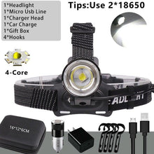 Load image into Gallery viewer, Newest Waterproof XHP199 16-Core Super Bright Powerful Lantern Headlamp XHP110 LED USB Flashlight XHP50 Headlight Rechargeable 18650 Zoom Torch Light