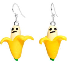 Load image into Gallery viewer, Handcrafted Silver Plated Grumpy Banana Yum Yum Fishhook Earrings