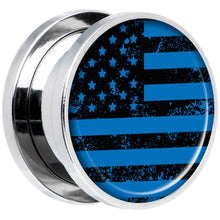 Load image into Gallery viewer, Blue American Flag Steel Screw Fit Plug Set 5/8