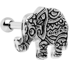 Load image into Gallery viewer, 16G 1/4 Silver Tone Boho Elephant Tragus Cartilage Earring