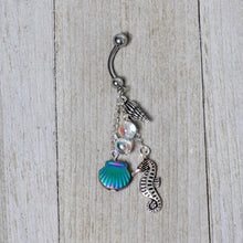 Load image into Gallery viewer, Handmade Ocean Joy Dangle Belly Ring Created with Crystals