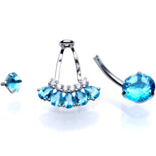 Load image into Gallery viewer, Aqua Gem Swagger Sweep Dangle Belly Ring