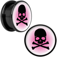 Load image into Gallery viewer, Pink Black Skull Black Anodized Screw Fit Plug Set 18mm