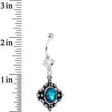 Load image into Gallery viewer, Aqua Blue Clear Gem Rustic Victorian Dangle Belly Ring