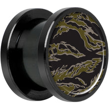 Load image into Gallery viewer, Tiger Camo Print Black Anodized Screw Fit Plug Set 1/2