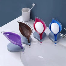 Load image into Gallery viewer, Non-slip leaf Shape Soap Box Bathroom Soap Holder Dish Storage Plate Tray Soap Holder Case Kitchen Supplies Bathroom Accessories Soap Dishes Sponge Container with Suction Cup Leaf Shape Self Draining for Bathroom Kitchen Sink