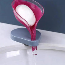 Load image into Gallery viewer, Non-slip leaf Shape Soap Box Bathroom Soap Holder Dish Storage Plate Tray Soap Holder Case Kitchen Supplies Bathroom Accessories Soap Dishes Sponge Container with Suction Cup Leaf Shape Self Draining for Bathroom Kitchen Sink