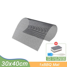 Load image into Gallery viewer, Non-stick Barbecue Mesh Mat Reusable Heat Resistance BBQ Baking Net Pad Kitchen Cooking BBQ Mat Liner Accessories Outdoor BBQ Tool Non Stick BBQ Grill Mats Reusable BBQ Grilling Sheets Silicone Brush Easy to Clean BBQ Accessories