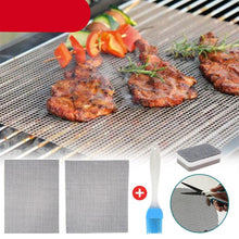 Load image into Gallery viewer, Non-stick Barbecue Mesh Mat Reusable Heat Resistance BBQ Baking Net Pad Kitchen Cooking BBQ Mat Liner Accessories Outdoor BBQ Tool Non Stick BBQ Grill Mats Reusable BBQ Grilling Sheets Silicone Brush Easy to Clean BBQ Accessories