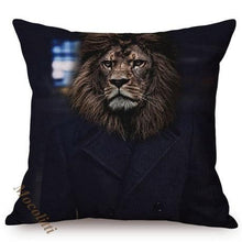 Load image into Gallery viewer, Nordic Art Posters Style Pillow Covers Decorative Cushion Cover Zebra Giraffe Elephant Horse Fashion Animal Wearing Hat Sofa Throw Pillow Case