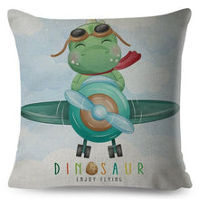 Load image into Gallery viewer, Nordic Style Pillow Cover Cute Cartoon Animal Drive Dinosaur Car Polyester Cotton Cushion Cover For Sofa Home Kids Room Throw Pillow Case Cover Dinosaur Cartoon Gray Soft Pillow Case For Decorative Bedroom Livingroom Sofa Farm House Cushion Covers