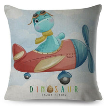Load image into Gallery viewer, Nordic Style Pillow Cover Cute Cartoon Animal Drive Dinosaur Car Polyester Cotton Cushion Cover For Sofa Home Kids Room Throw Pillow Case Cover Dinosaur Cartoon Gray Soft Pillow Case For Decorative Bedroom Livingroom Sofa Farm House Cushion Covers